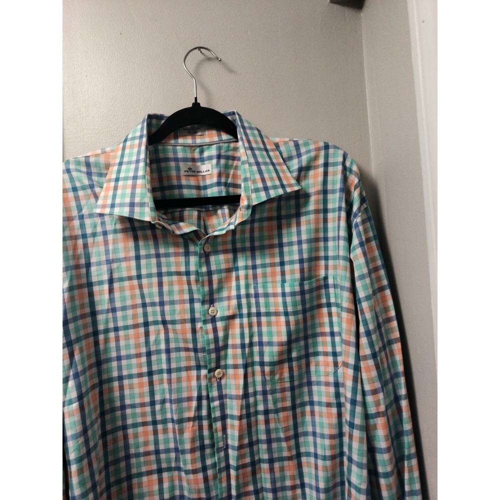 Peter Millar Plaid Long Sleeve  Spring Color Plaid Shirt Sz Extra Extra Large